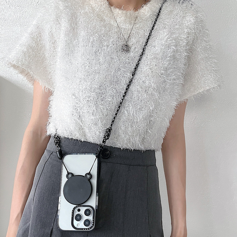 Lanac za telefon s magnetskim brzim otpuštanjem i rotirajućim kukama; materijal: magnet + ABS; nosivost: 5 kg; težina: 64,5 g; kompatibilan s iPhone 16 i Huawei.