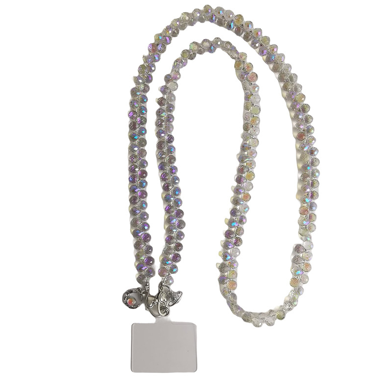 Krištolo ilga grandinė, rankų darbo, skirta telefonui ir rankinei, daugiafunkcinis moterų papuošalų grandinėlė su geometrine forma