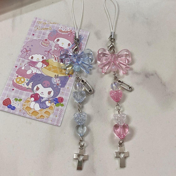 Χειροποίητη αλυσίδα για κινητό με χάντρες και μοτίβο καρδιάς | Υλικό: Πλαστικό/ρητίνη | Στυλ: γλυκό, διακοσμητικό κρεμαστό για τσάντα | Μορφή: Αγάπη, σταγόνες νερού, καμπάνα | Κυκλοφορία: Καλοκαίρι 2024