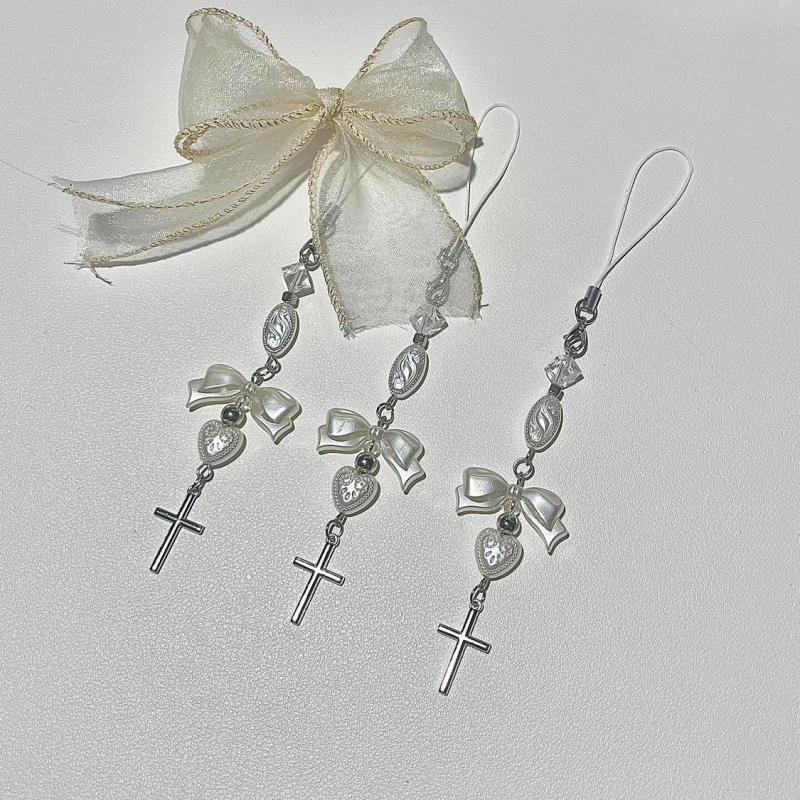 Șnur de telefon din mărgele, lucrat manual, cu inimă | Material: Plastic/Rășină | Stil: dulce, ornament pentru geantă | Model: Dragoste, Picături de apă, clopot | Lansare vară 2024