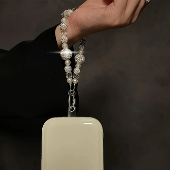 Λουρί κινητού για άνδρες και γυναίκες με χάντρες και στρας, χειροποίητο, πλαστικό υλικό, νάιλον κορδόνι, μεταλλική αγκράφα