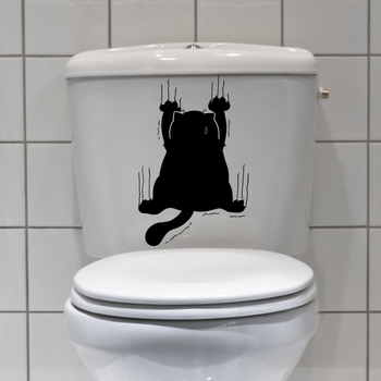 Αυτοκόλλητο τοίχου για μπάνιο με γρατσουνιές γάτας — PVC, αυτοκόλλητο, αδιάβροχο, διακοσμητικό, 1 τεμάχιο