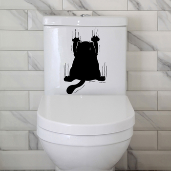 Αυτοκόλλητο τοίχου για μπάνιο με γρατσουνιές γάτας — PVC, αυτοκόλλητο, αδιάβροχο, διακοσμητικό, 1 τεμάχιο