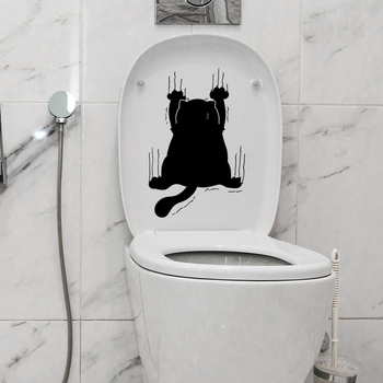 Αυτοκόλλητο τοίχου για μπάνιο με γρατσουνιές γάτας — PVC, αυτοκόλλητο, αδιάβροχο, διακοσμητικό, 1 τεμάχιο