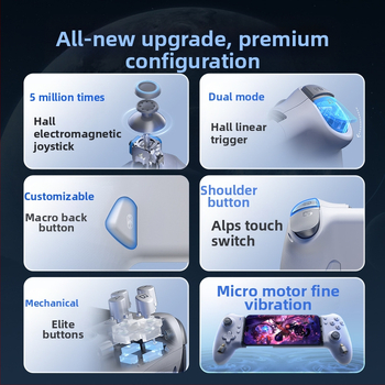 EasySMX M15 Type-C ενσύρματος φορητός ελεγκτής παιχνιδιών για κινητά — τεσσάρων Hall αισθητήρων, πλήρεις μηχανικοί διακόπτες, γραμμικοί Hall διακόπτες, 0 καθυστέρηση μέσω ενσύρματης σύνδεσης Type-C, 6 επίπεδα δόνησης, συμβατός με Android και iPhone 15