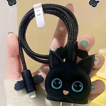 Κάλυμμα προστασίας TPU με σχέδιο γάτας σε καρτούν για Apple iPhone 14 καλώδιο δεδομένων και φορτιστή 20W