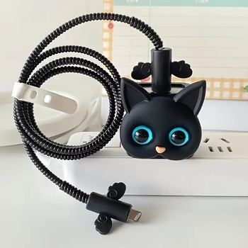 Κάλυμμα προστασίας TPU με σχέδιο γάτας σε καρτούν για Apple iPhone 14 καλώδιο δεδομένων και φορτιστή 20W