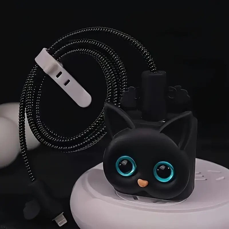 TPU защитен калъф с дизайн на котка в стил карикатура за Apple iPhone 14 кабел за данни и 20W зарядно