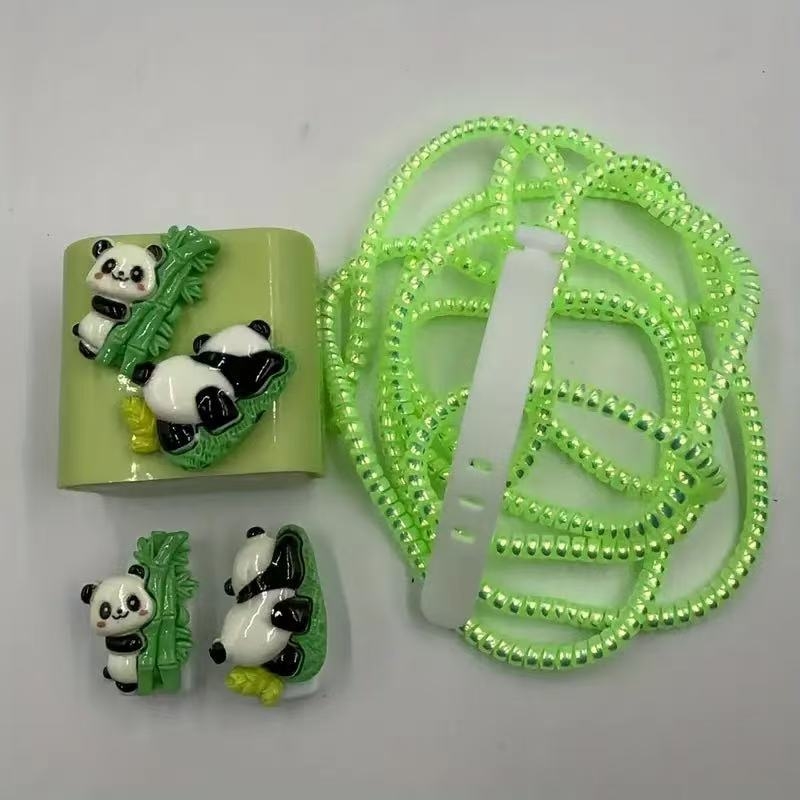 TPU протектор за кабел за данни за iPhone 14 Pro Max и iPhone 13/12/11 – антиразкъсващ дизайн, китайски стил навиване, панда мотив