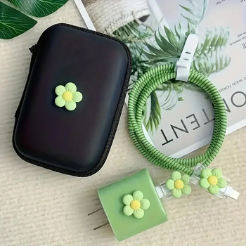 6-частова защита за кабели и EVA чанта за съхранение на кабел за iPhone 20W бързо зареждане; модел YJX-106, материал TPU, тип навиване: Normal, стил навиване: Other; подходящи продукти: кабел за данни, слушалки, USB флаш диск, външен хард диск