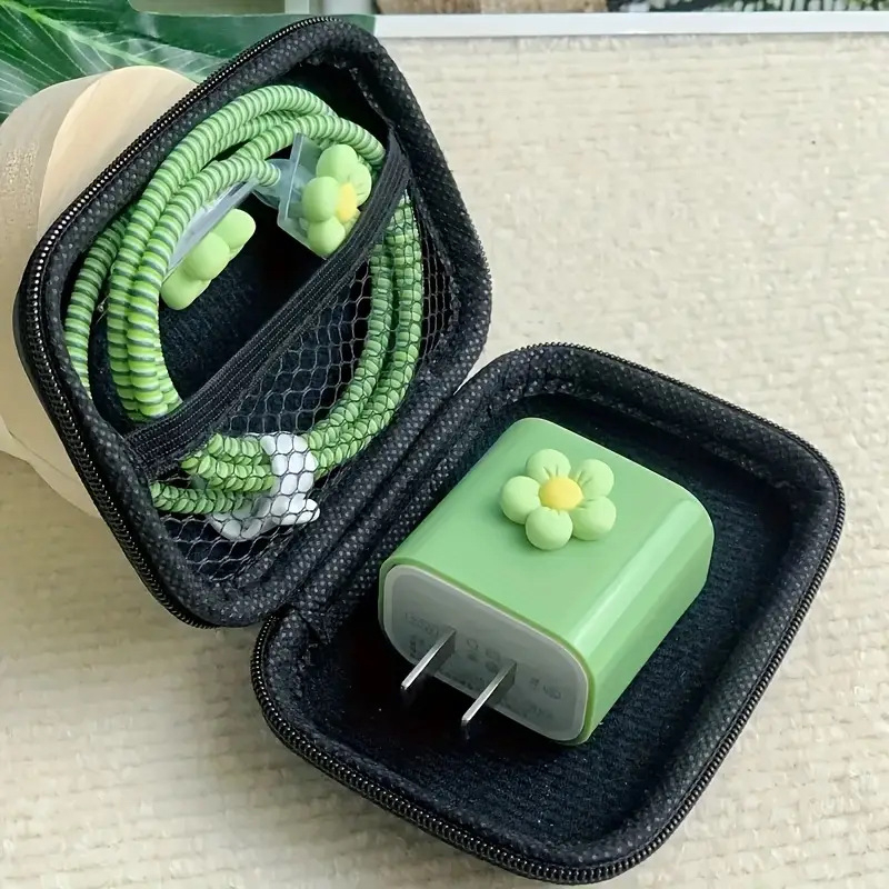 6-частова защита за кабели и EVA чанта за съхранение на кабел за iPhone 20W бързо зареждане; модел YJX-106, материал TPU, тип навиване: Normal, стил навиване: Other; подходящи продукти: кабел за данни, слушалки, USB флаш диск, външен хард диск