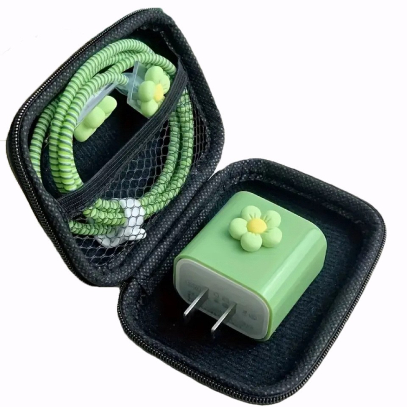 6-частова защита за кабели и EVA чанта за съхранение на кабел за iPhone 20W бързо зареждане; модел YJX-106, материал TPU, тип навиване: Normal, стил навиване: Other; подходящи продукти: кабел за данни, слушалки, USB флаш диск, външен хард диск