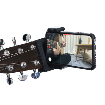 Στήριγμα τηλεφώνου για κιθάρα και ουκουλέλε — κάθετος κλιπ, περιστρεφόμενος, καθολική συμβατότητα με μουσικά όργανα