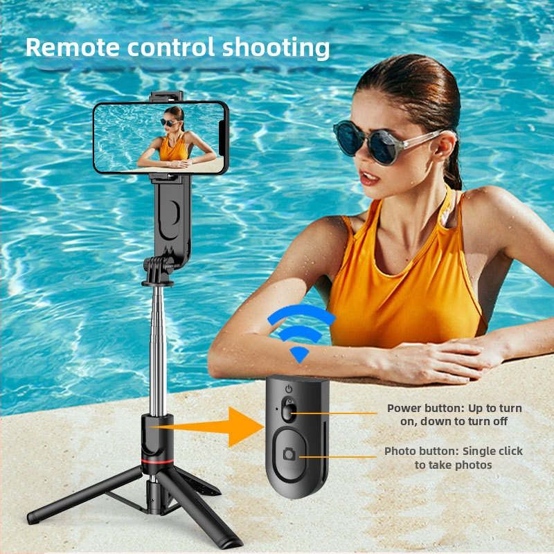 L15 Селфи пръчка със разглобяема светлина за грим, стоманена конструкция, удължима тринога, Bluetooth дистанционно за мобилни телефони