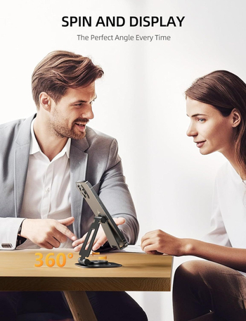 Стойка за мобилен телефон със завъртане, алуминиева сплав, настолна сгъваема, за лайв стрийминг и фотография