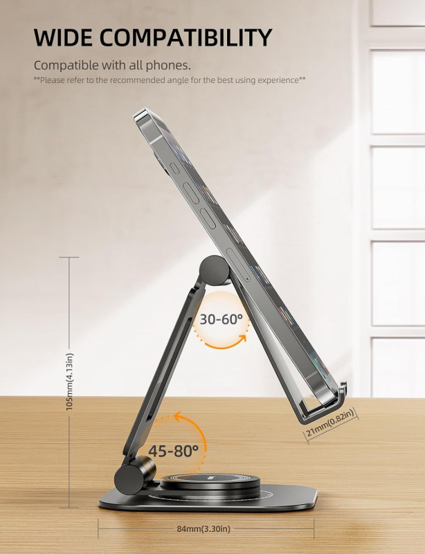 Suport pentru telefon cu rotație, aliaj de aluminiu, bază de birou pliabilă, pentru live streaming și fotografiere