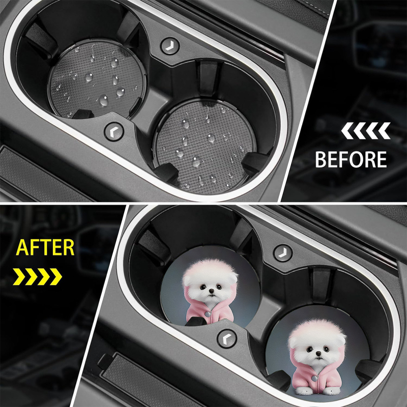 Suport de pahare auto din piele PU, model universal, Constant Light, potrivit ca cadou de afaceri