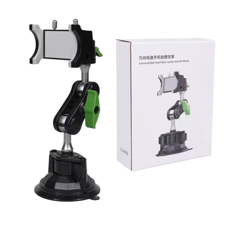 Suport auto pentru telefon cu antișoc, construcție din aliaj, ventuză universală, pentru telefon și cameră de navigație