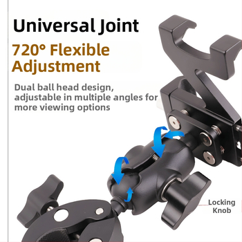 Универсален алуминиев държач за телефон за автомобил и мотоциклет с антишок и въртене на 360°