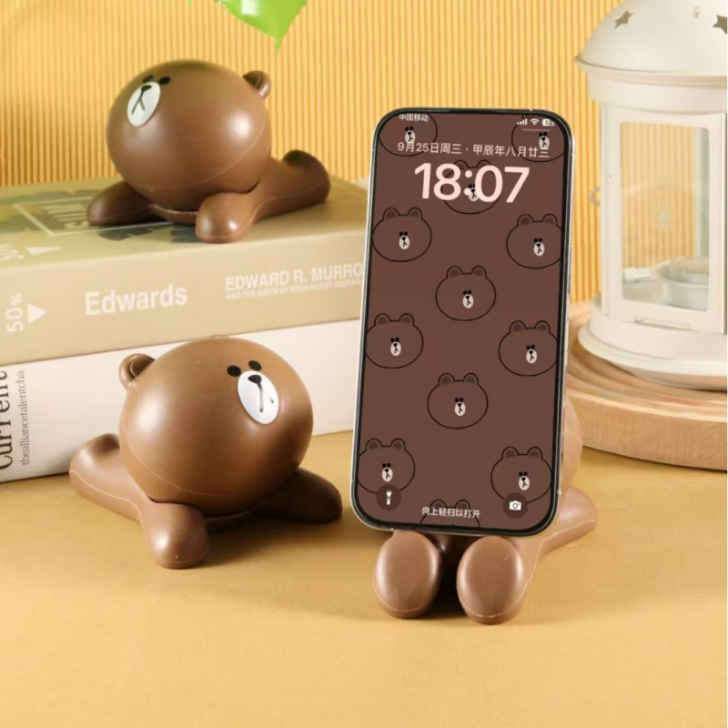 Suport de birou pentru telefon și tabletă cu design urs (din plastic; stil desen animat; turnare prin injecție)