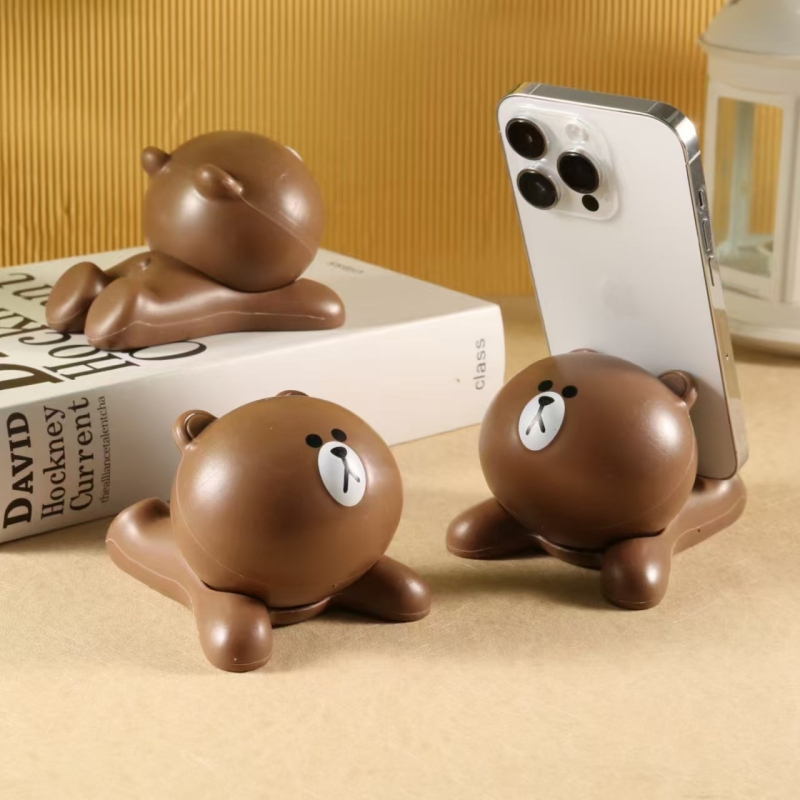 Suport de birou pentru telefon și tabletă cu design urs (din plastic; stil desen animat; turnare prin injecție)