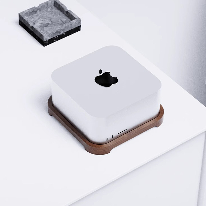 Ξύλινο στήριγμα βάσης για Apple Mac Studio M2, καρυδιά, προστασία από σκόνη και ψύξη, επιτραπέζιο σχέδιο