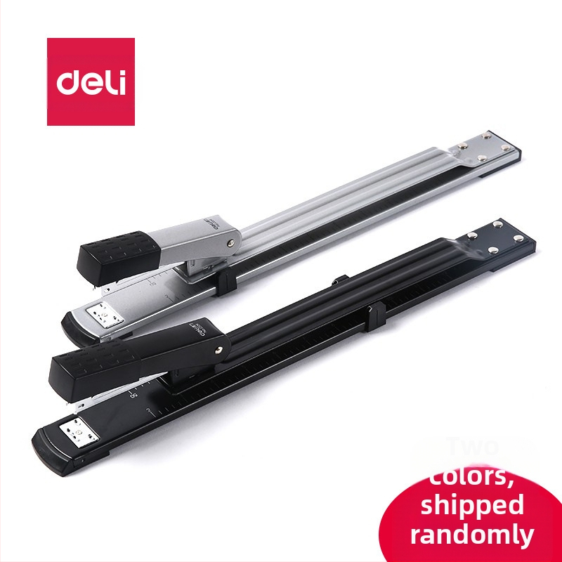 Deli 0334 garās rokas vidēja izmēra stapler dokumentu saitēšanai, saderīgs ar adatu 24/6, adatas modelis 12, neto masa 1000 g