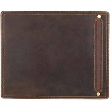 Mažas pelės kilimėlis iš Crazy Horse odos su rašiklio skyriaus kišene, kvadratinis biuro kilimėlis, vienpusis, OEM pritaikymas