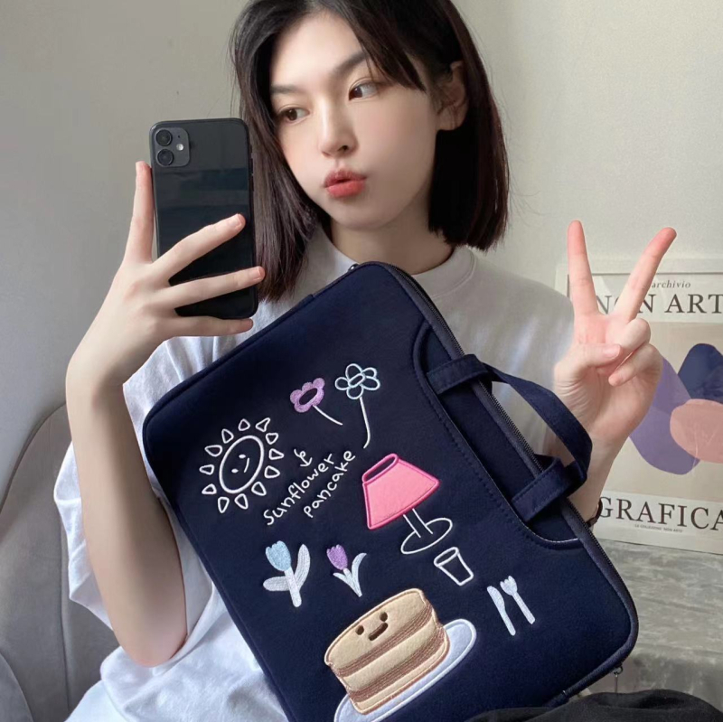 Corduroy nešiojamojo kompiuterio krepšys su meškos motyvu, 180 laipsnių atidarymas, didelė talpa, daugiafunkcinis saugojimas, unisex