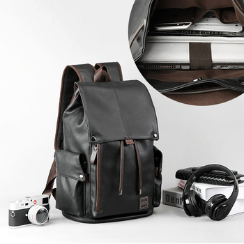 Ανδρικό PU δερμάτινο σακβίδιο για ταξίδι, αδιάβροχο, χωρητικότητας 20–35 L, κατάλληλο για φορητό έως 15 ιντσών, με κυρτές ιμάντες ώμου