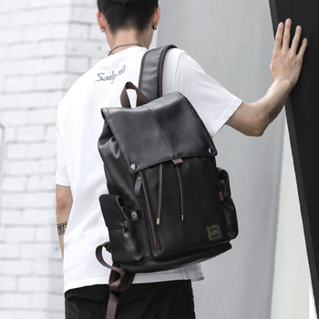 Ανδρικό PU δερμάτινο σακβίδιο για ταξίδι, αδιάβροχο, χωρητικότητας 20–35 L, κατάλληλο για φορητό έως 15 ιντσών, με κυρτές ιμάντες ώμου