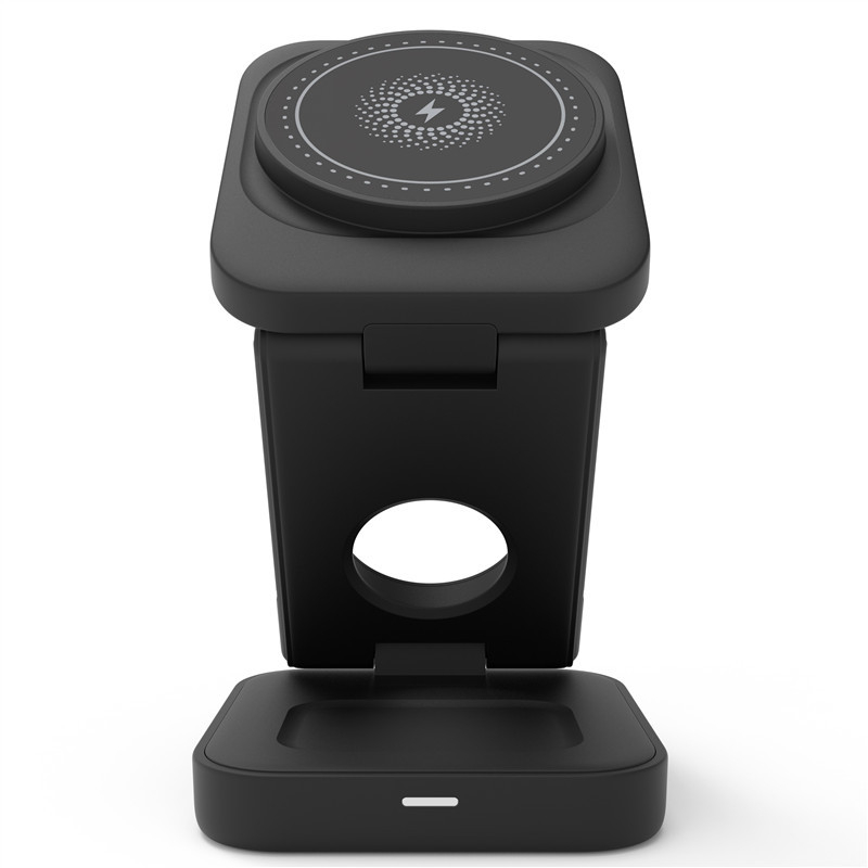 3-in-1 magnetinis sulankstomas belaidis įkroviklis iPhone 14, Apple Watch ir AirPods — Qi 15W max, sulankstomas dizainas, magnetinis įkrovimas, CE/FCC/ROHS