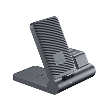 3-in-1 belaidžio įkrovimo stalinis laikiklis telefonui, laikrodžiui ir ausinėms – išimamas ir sulankstomas, 15W QC3.0