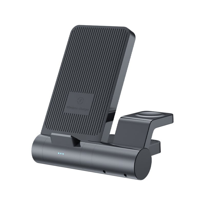 3-in-1 belaidžio įkrovimo stalinis laikiklis telefonui, laikrodžiui ir ausinėms – išimamas ir sulankstomas, 15W QC3.0