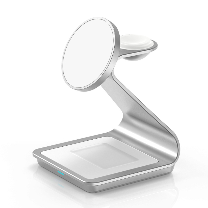 Tri viename belaidis automobilinis įkroviklis su magnetine įkrova ir švelniu marquee šviesos efektu, belaidis išvestis 3–15W, bendra galia iki 22W