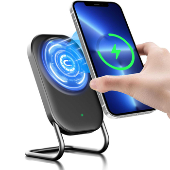 MagSafe magnetinis belaidis įkroviklis su staliniu laikikliu, vertikaliam įkrovimui išmaniesiems telefonams — 15W maksimali galia, QC3.0 greitas įkrovimas