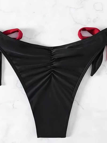 Set de bikini pentru femei cu burete la bust, fără spate, fără bretele, partea superioară fără bretele, partea inferioară tip briefs, poliester, 238 g