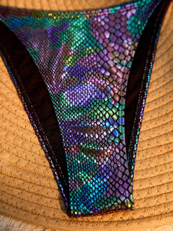 Costum de baie două piese pentru femei: halter, spate decupat, push-up, design slimming, imprimu poliester (85% poliester, căptușală 15%)