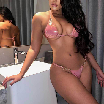 Kaheosaline ujumistrikoo halter-kaelusega, avatud seljaga, rinnahoidja padjad, kõrge elastsus