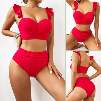 Дамски бански без ръкави с подплатен бюст; полиестер 80%, подплата 20%, тегло 150 g; без метална опора; стил: триъгълен бикини