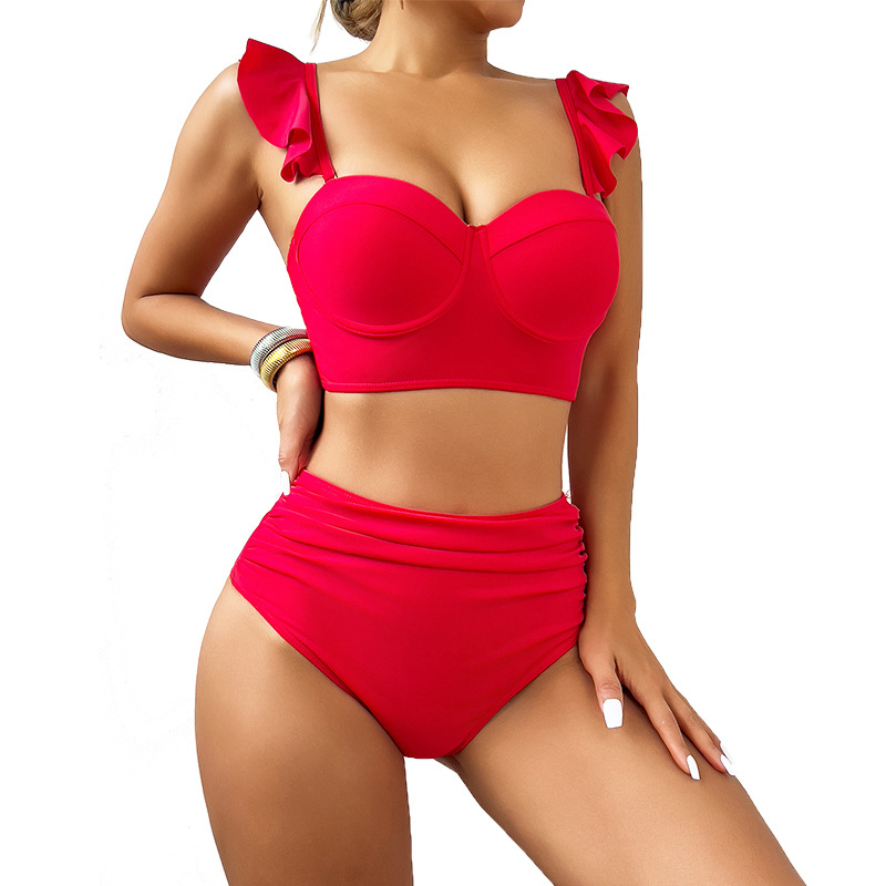 Дамски бански без ръкави с подплатен бюст; полиестер 80%, подплата 20%, тегло 150 g; без метална опора; стил: триъгълен бикини