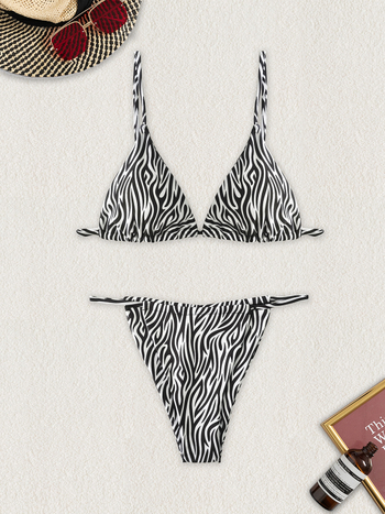 Γυναικείο μπικίνι με zebra print, επένδυση στο στήθος και χωρίς μεταλλική στήριξη, 82% πολυεστέρας; κάτω μέρος briefs για κολύμβηση