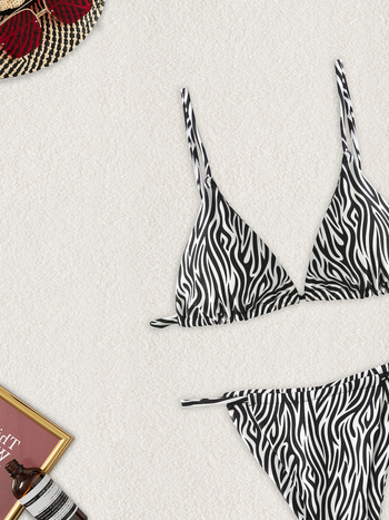 Γυναικείο μπικίνι με zebra print, επένδυση στο στήθος και χωρίς μεταλλική στήριξη, 82% πολυεστέρας; κάτω μέρος briefs για κολύμβηση