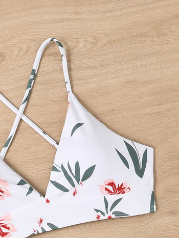 Γυναικείος μαγιό με δέσιμο στο πίσω μέρος, εκτυπωμένο μοτίβο, επένδυση στήθους, χωρίς μανίκια, νάιλον ύφασμα