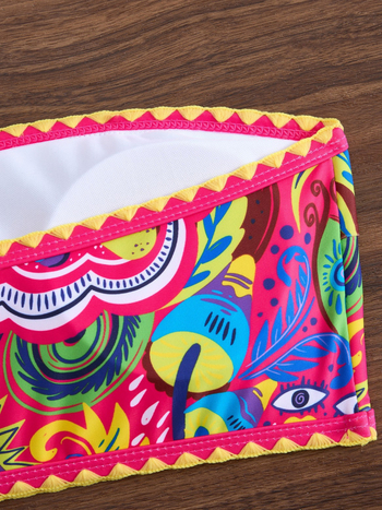 Γυναικείο μπικίνι δύο τεμαχίων με τούμπ-τόπ και επένδυση στήθους, ύφασμα πολυεστέρα με επένδυση πολυεστέρα