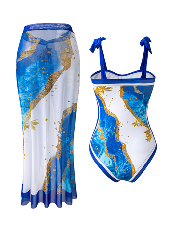 Ολόσωμο μαγιό με εκτυπωμένο σχέδιο, ύφασμα νάιλον-ελαστάν 80/20, 200 g, χωρίς μανίκια, με επένδυση για το στήθος