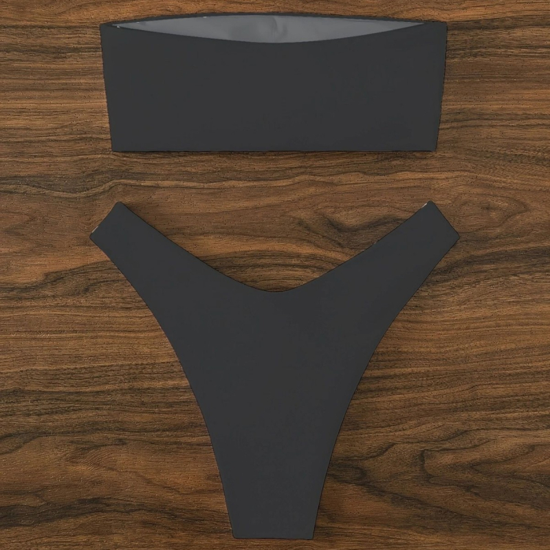 Ženski dvodijelni bikini bez naramenica, francuski retro stil, Dopamine otisak s lomljenim cvijećem, materijal Nylon/Spandex 18%, podstava Poliester/Spandex 5%