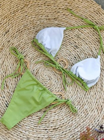 Costum de baie bikini pentru femei cu bretele, cu burete la sân, poliester, culoare uni, slip în stil briefs, potrivit pentru înot și sport