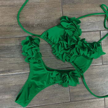 Γυναικείο σετ μπικίνι με τρίγωνη πάνω μέρος, επένδυση για το στήθος, πολυεστερικό ύφασμα και επικάλυψη, χωρίς μανίκια πάνω μέρος, κάτω μέρος σλιπ