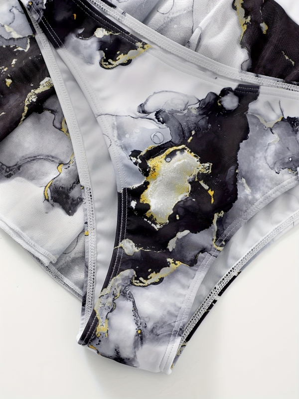 Trīsgabā bikini ar tie-dye rakstu, ar krūšu spilventiņiem, poliester 85/15, 300 g/m², piemērots peldēšanai